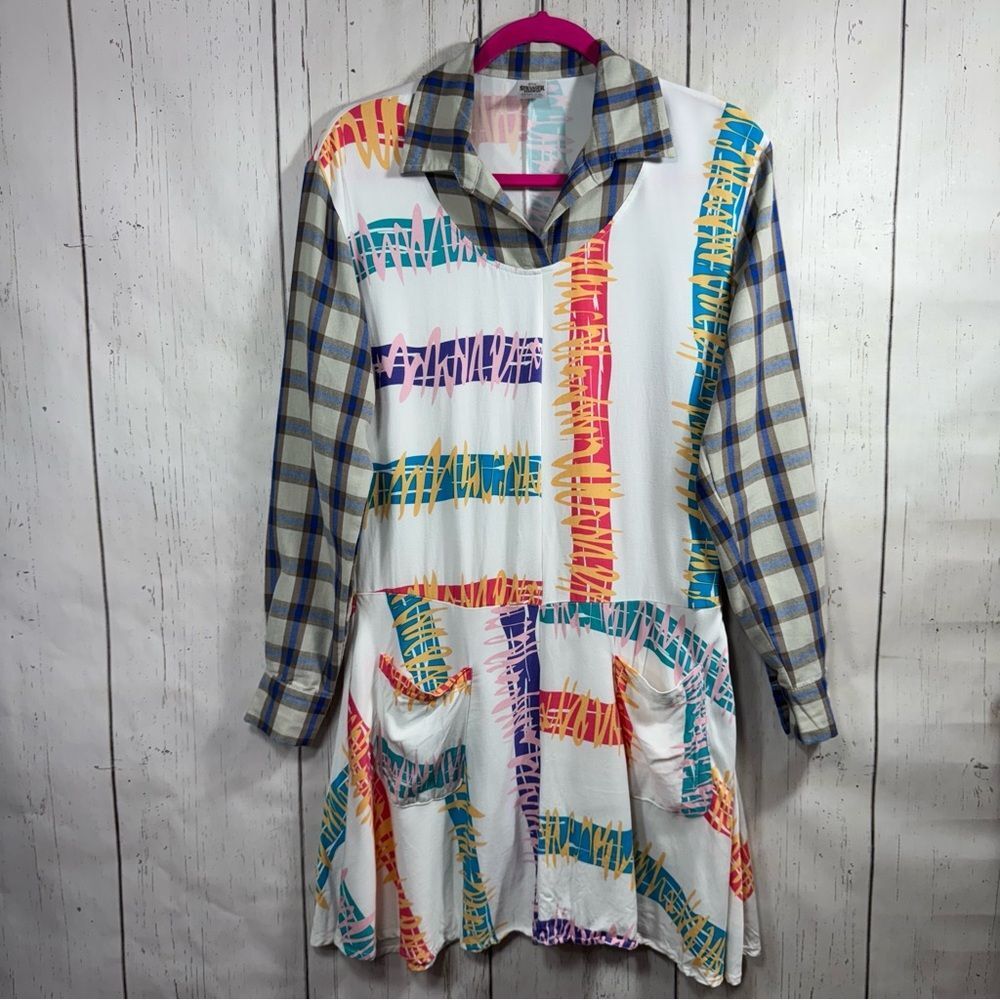Stranger Things Plaid Shirt Mini Dress Multicolor Long Sleeve Netflix Eleven